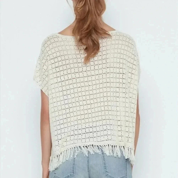 {Joíe} Coachella Amal Crochet Fringe Top in Cream in Size XXS - Picture 3 of 14